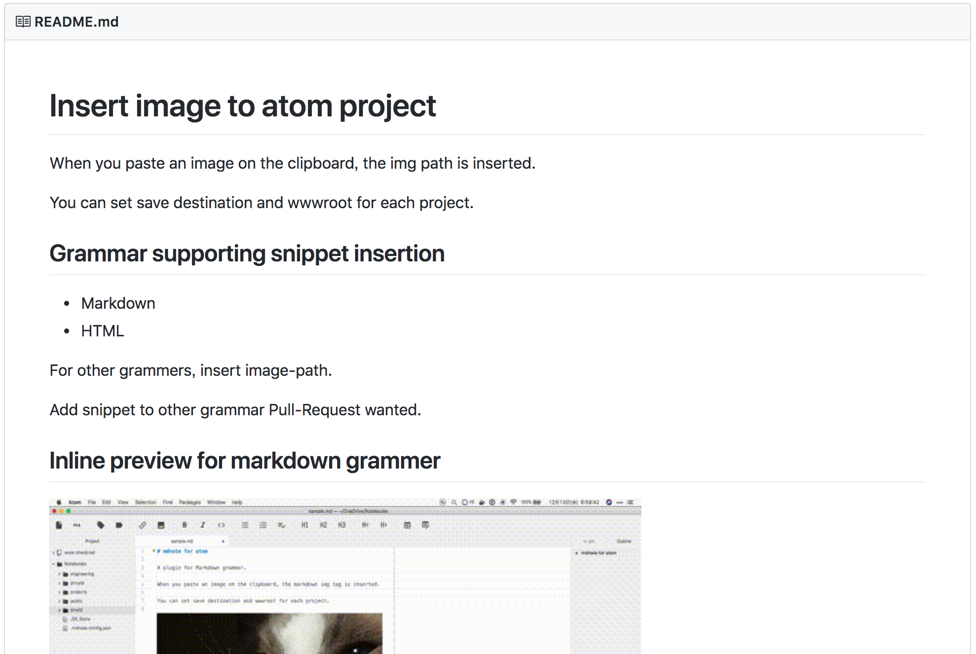 Atom拡張 Insert image to atom project